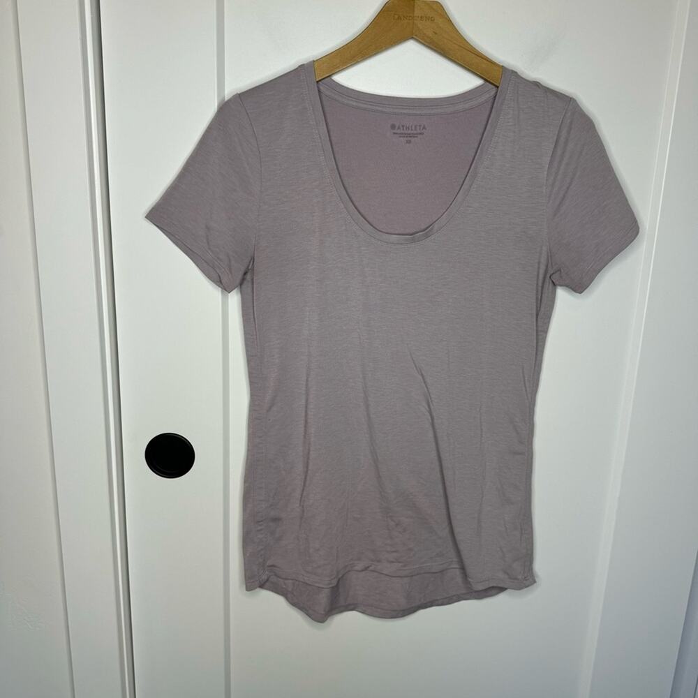 Athleta Essential Vital Tee Mauve Short Sleeve Scoop Neck T-shirt Size XS